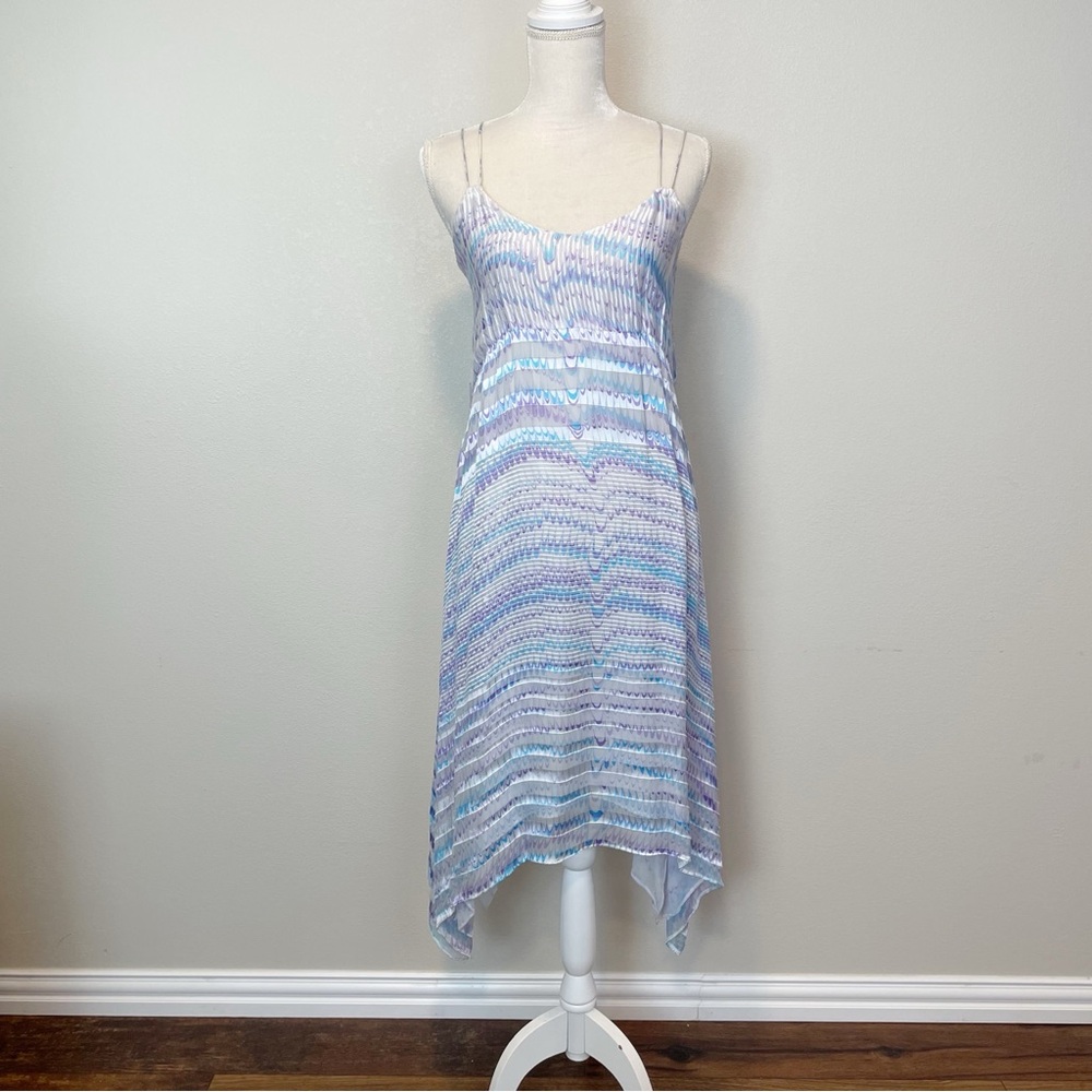 NEW Amanda Bond Georgette Silk Blend Watercolor Slip Dress Asymmetrical Size XS